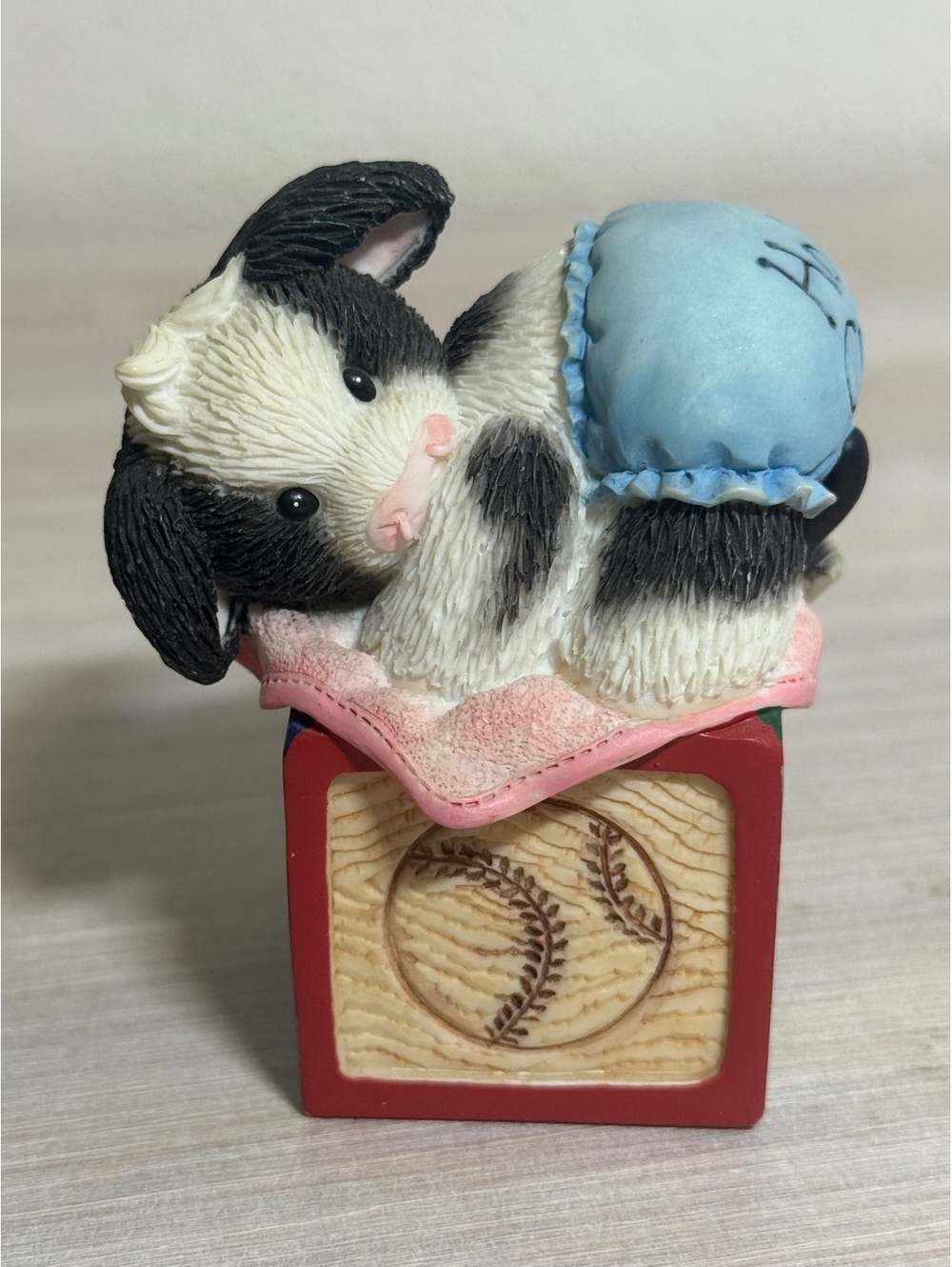 Mary’s Moo Moos Holy Cow It’s a Boy Baby Cow Blocks Figurine 2000 #749508